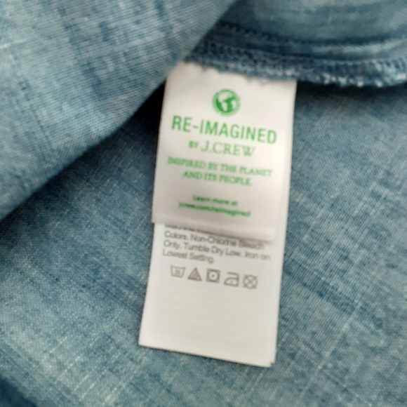 J. Crew tank top light blue chambray blouse faux button front women size medium - Picture 8 of 12